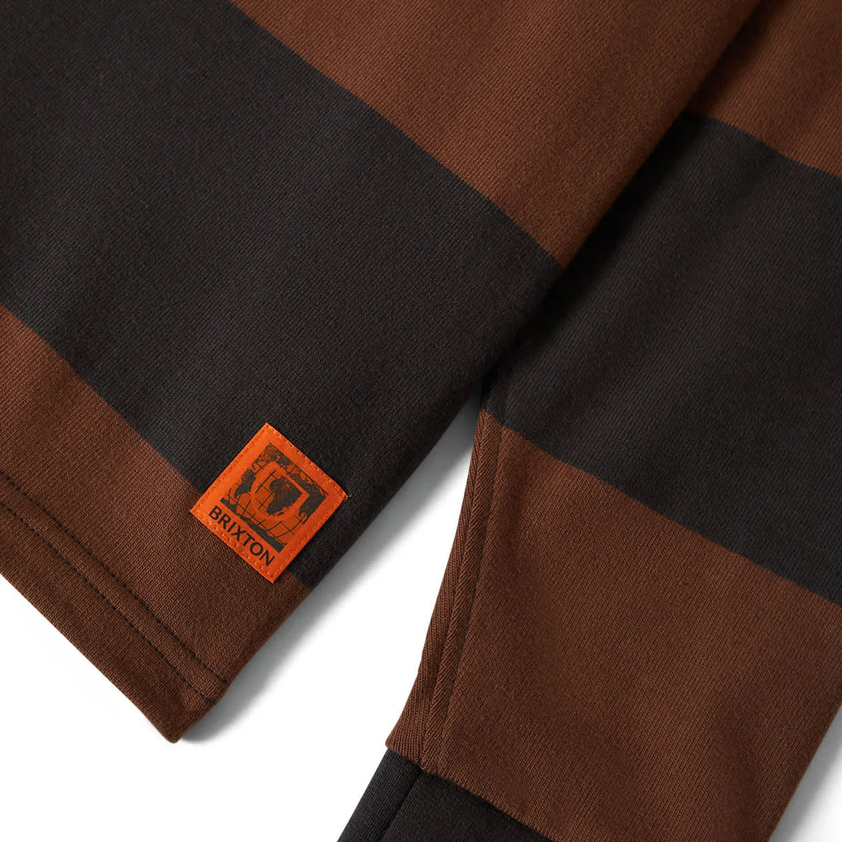 Brixton Union Heavyweight Rugby Polo Shirt - Washed Black/Pinecown Brown - Image 5