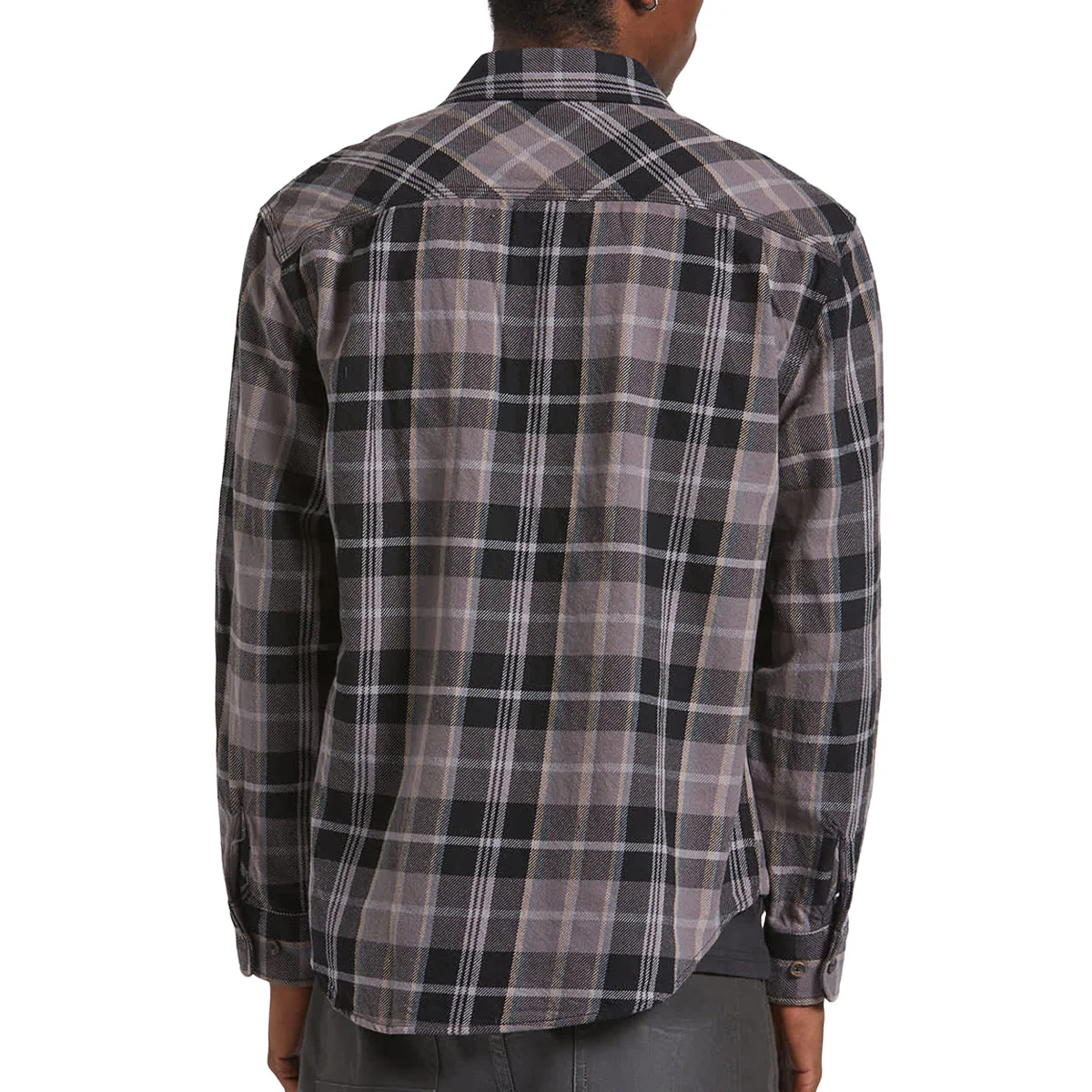 Brixton Vintage Wash Flannel Shirt - Black/Charcoal Beige/Slate - Image 2