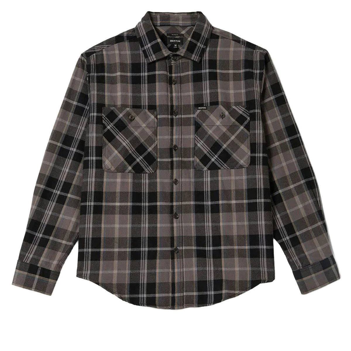 Brixton Vintage Wash Flannel Shirt - Black/Charcoal Beige/Slate - Image 3