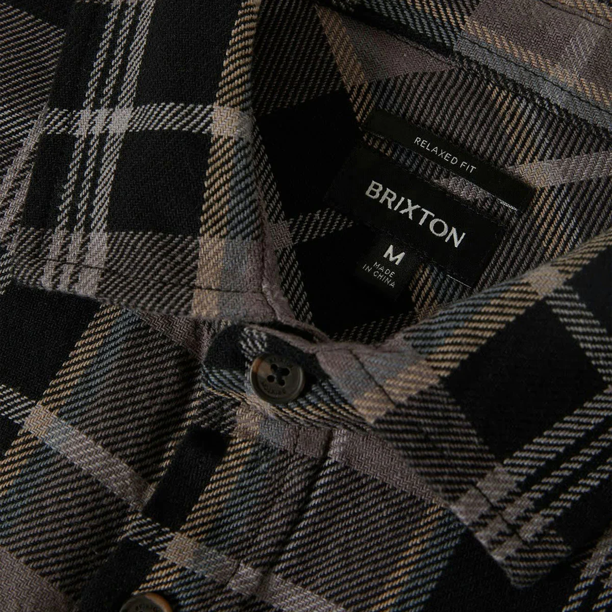 Brixton Vintage Wash Flannel Shirt - Black/Charcoal Beige/Slate - Image 4