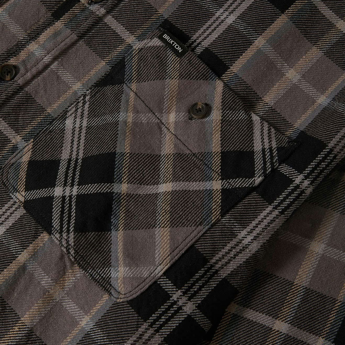 Brixton Vintage Wash Flannel Shirt - Black/Charcoal Beige/Slate - Image 5