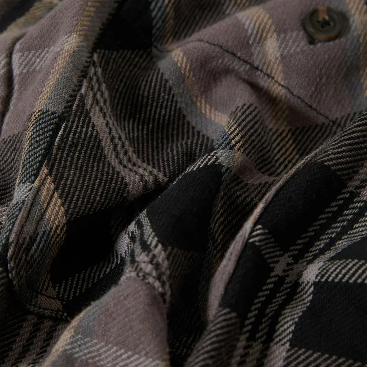 Brixton Vintage Wash Flannel Shirt - Black/Charcoal Beige/Slate - Image 6