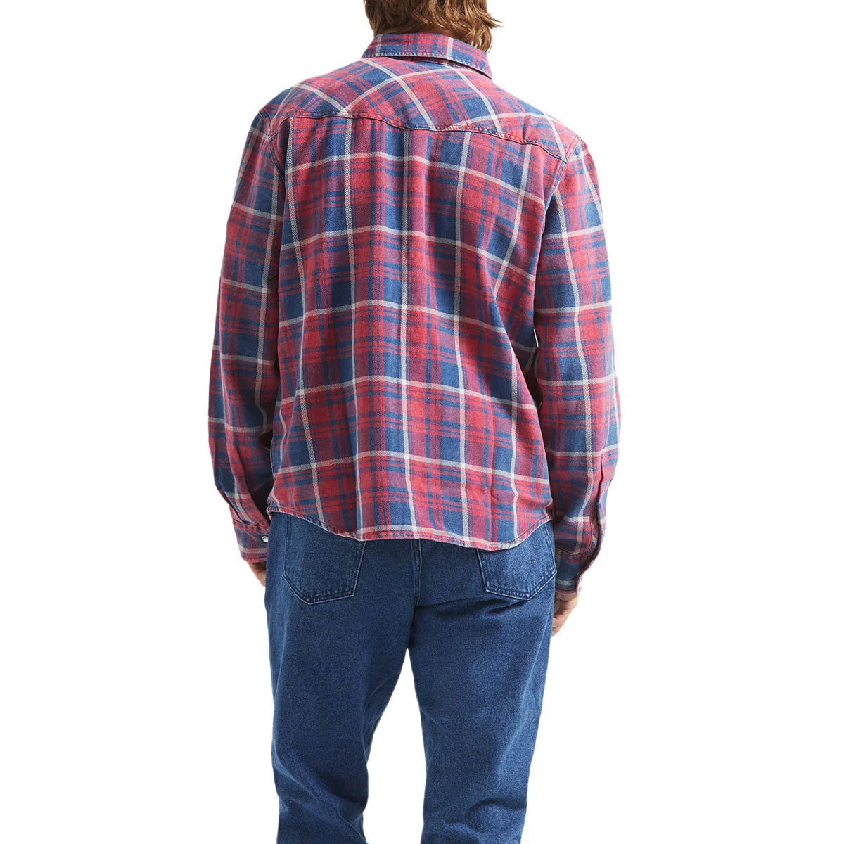 Brixton Waylon Lightweight Long Sleeve Over Shirt - Denim Plaid - Image 2