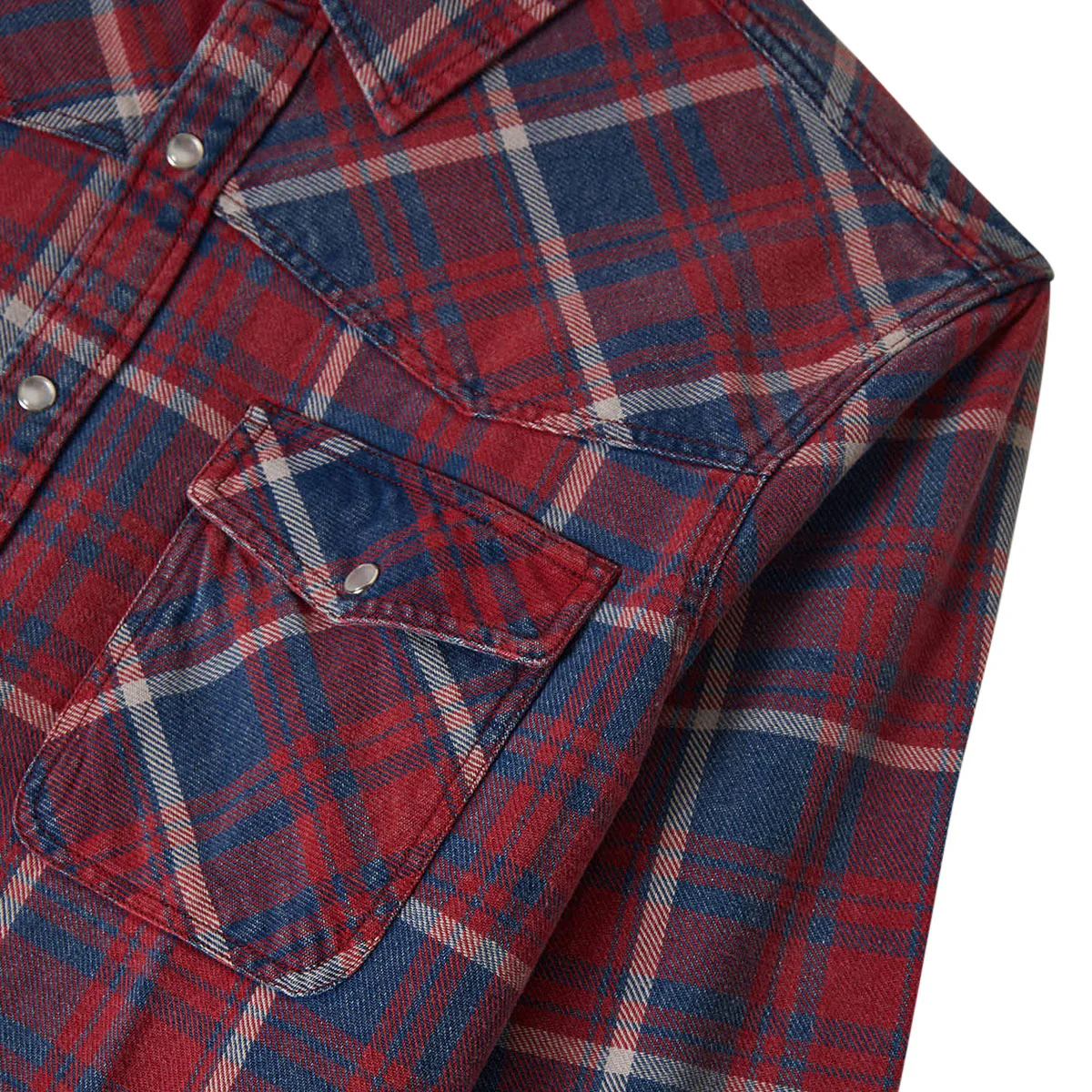 Brixton Waylon Lightweight Long Sleeve Over Shirt - Denim Plaid - Image 6