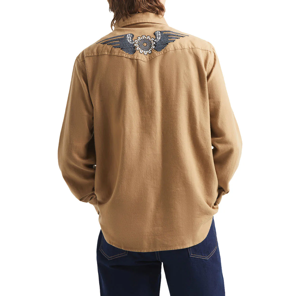 Brixton Waylon Lightweight Long Sleeve Over Shirt - Khaki - Image 2