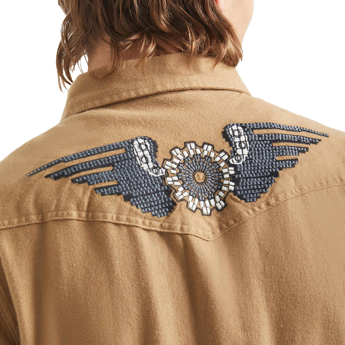 Brixton Waylon Lightweight Long Sleeve Over Shirt - Khaki - Image 3