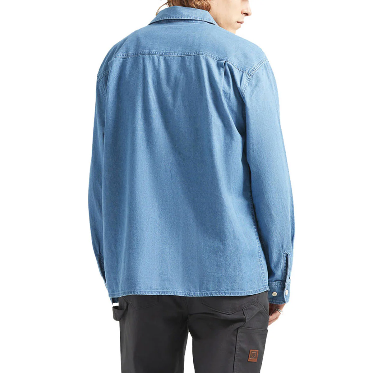Brixton Waylon Lightweight Long Sleeve Over Shirt - Med Wash Chambrey - Image 2