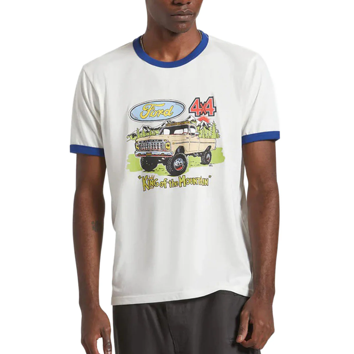 Brixton x Ford King Of The Mtns Ring T-Shirt - Wimbleton White - Image 2