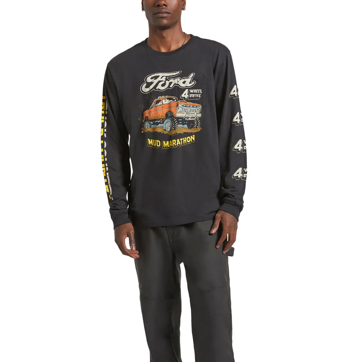Brixton x Ford Mud Marathon Long Sleeve T-Shirt - Burnt Rubber - Image 2