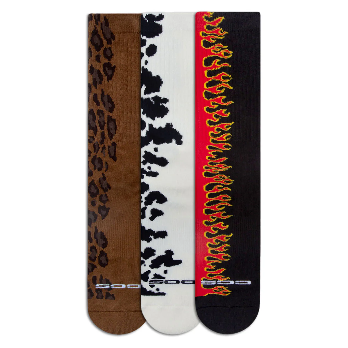 CCS 3 Pack Pattern Socks - Leopard/Cow/Flame - Image 2