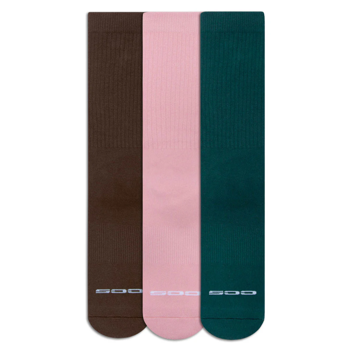 CCS 3 Pack Solid Socks - Brown/Forest/Blush - Image 2