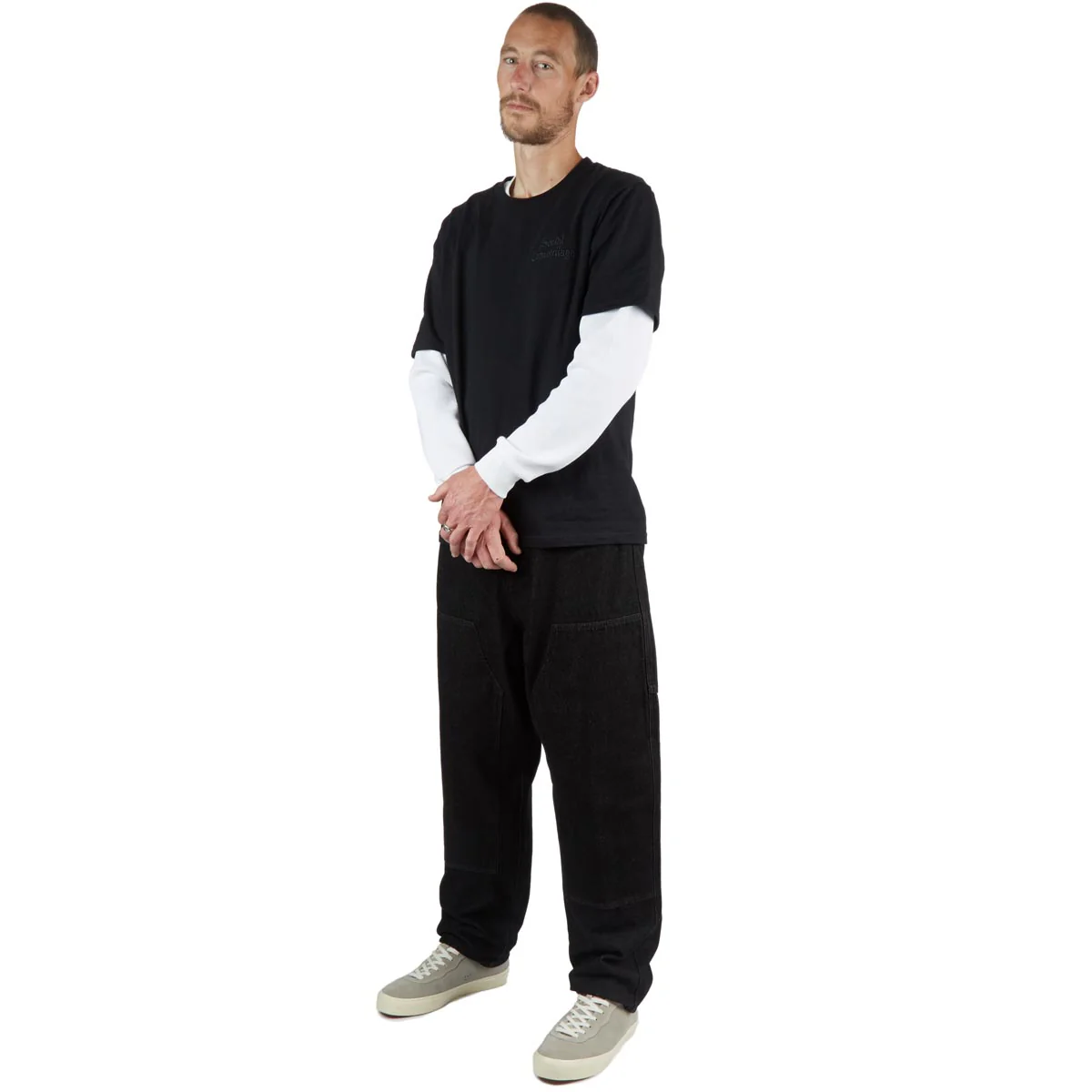 CCS 4x4 Reinforced Baggy Taper Denim Jeans - Black - Image 4