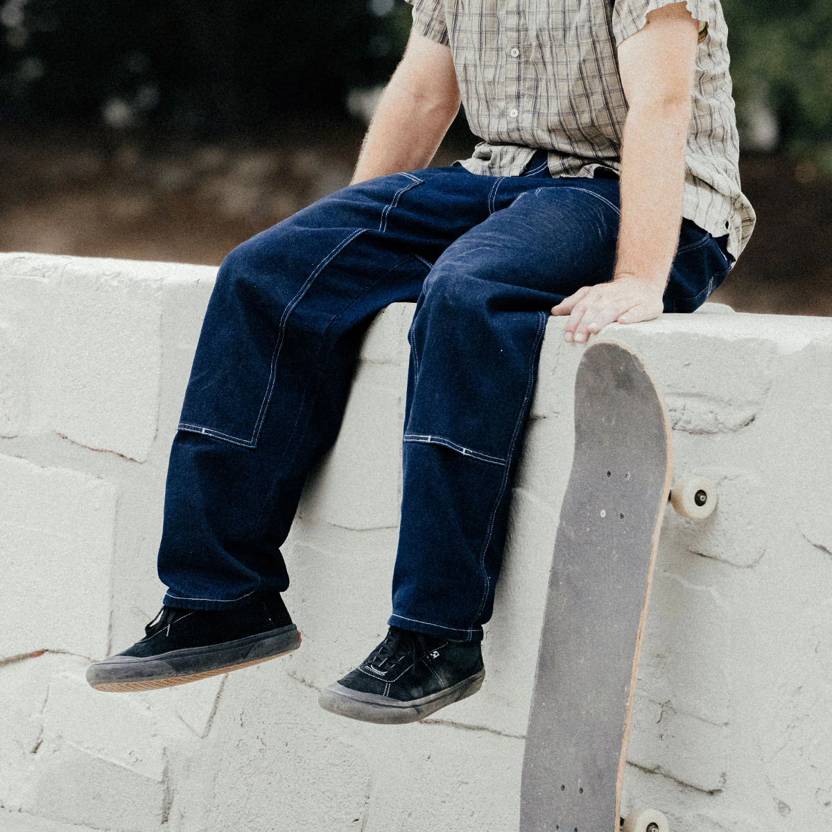 CCS 4x4 Reinforced Baggy Taper Denim Jeans - Overdyed Navy - Image 3