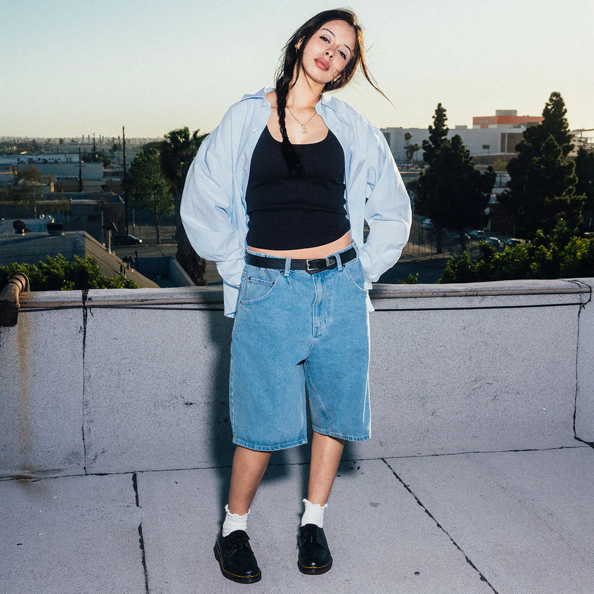 CCS 97 Star Denim Shorts - Rinsed Blue - Image 2