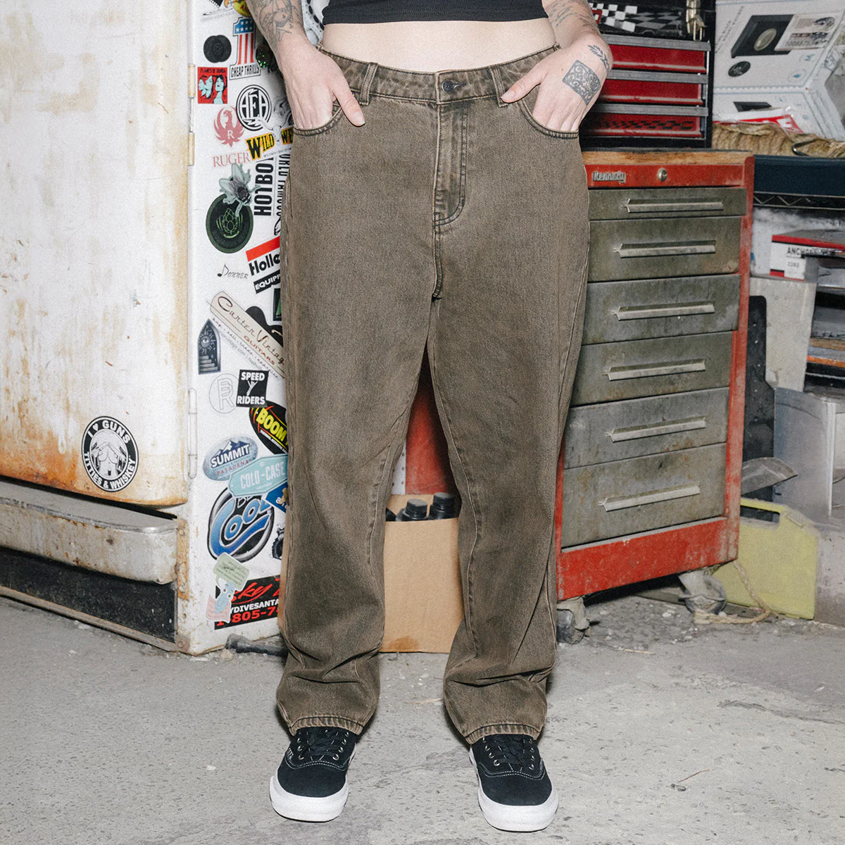 CCS Baggy Taper Denim Jeans - Acid Brown - Image 3