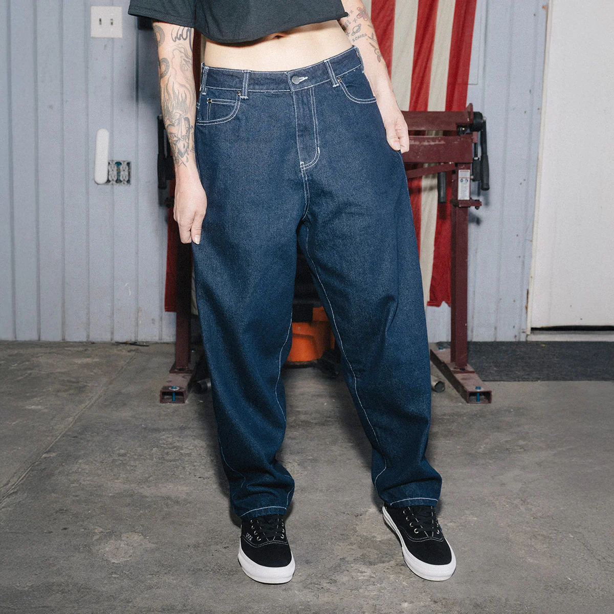CCS Baggy Taper Denim Jeans - Overdyed Navy - Image 2