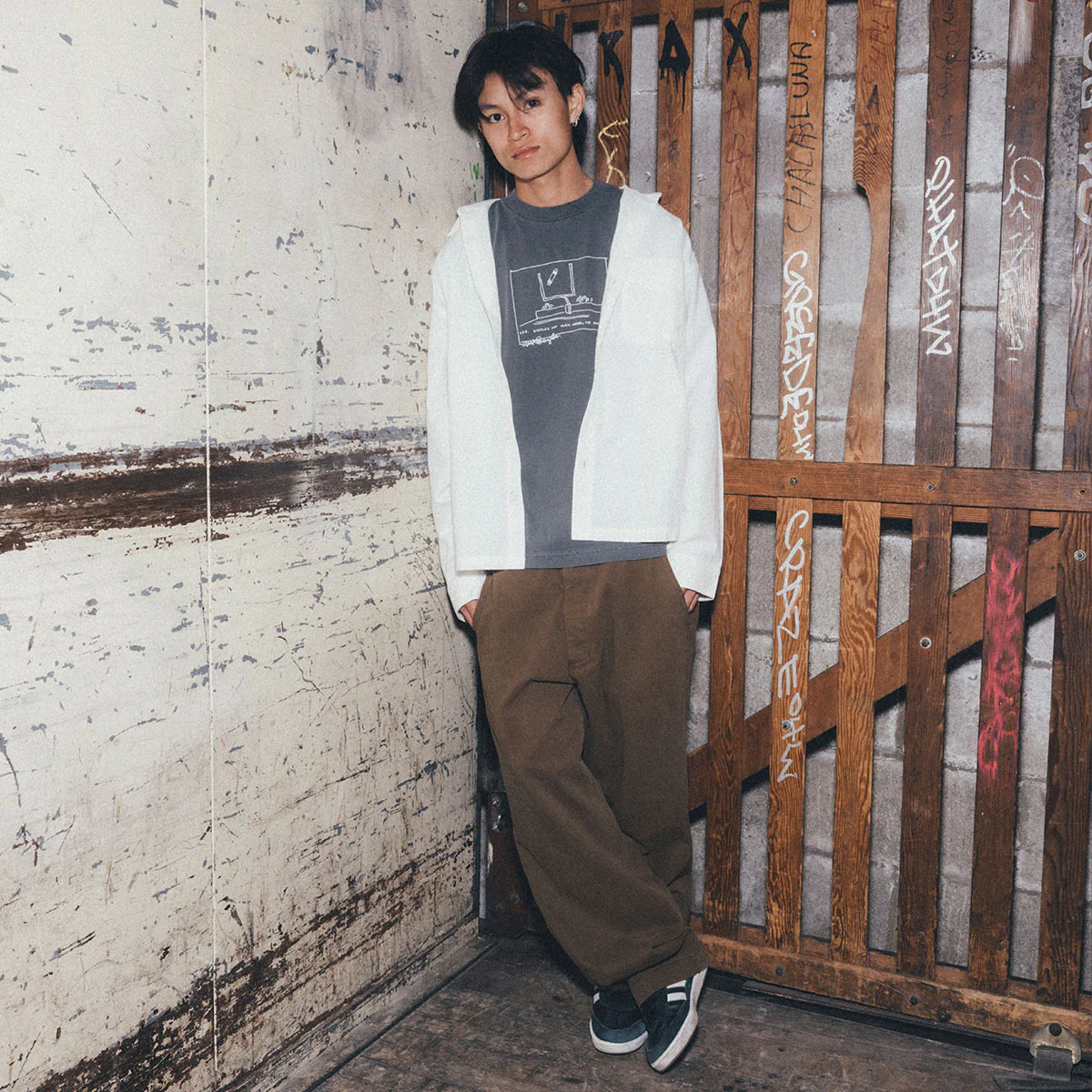 CCS Wide Leg Chino Pants - Brown - Image 2