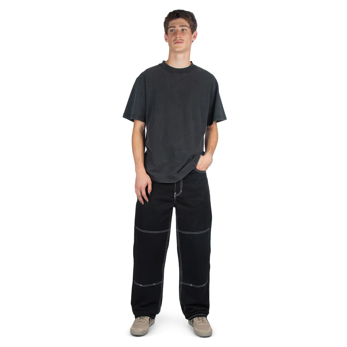 CCS Double Knee Original Relaxed Canvas Pants - Black/White - Image 3