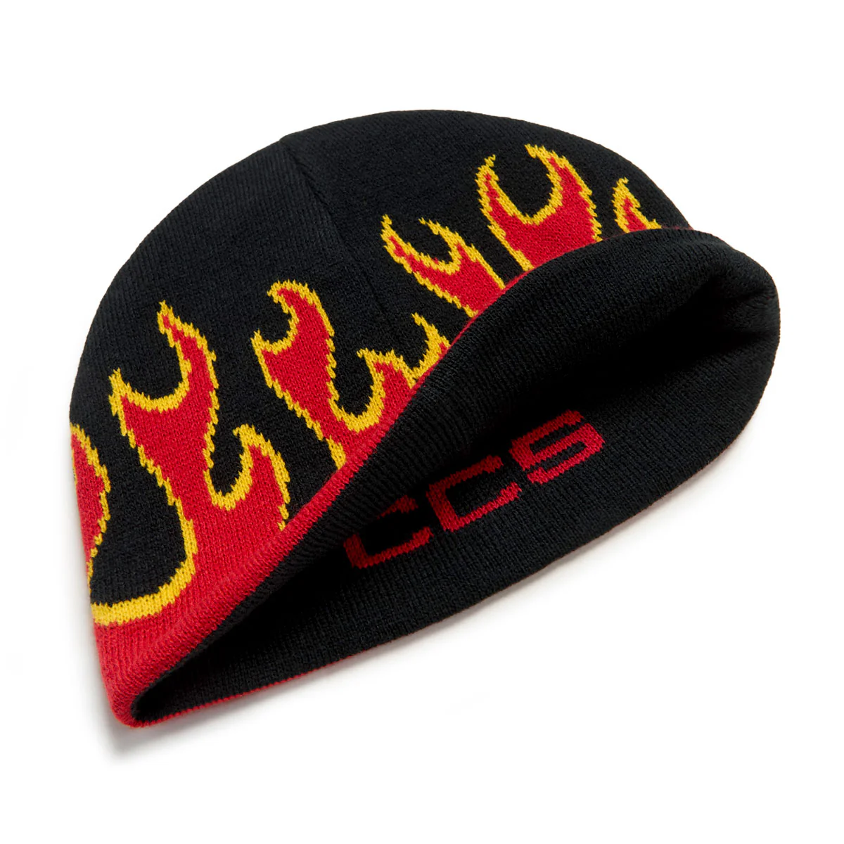 CCS Flames Reversible Skully Beanie - Black/Red - Image 4