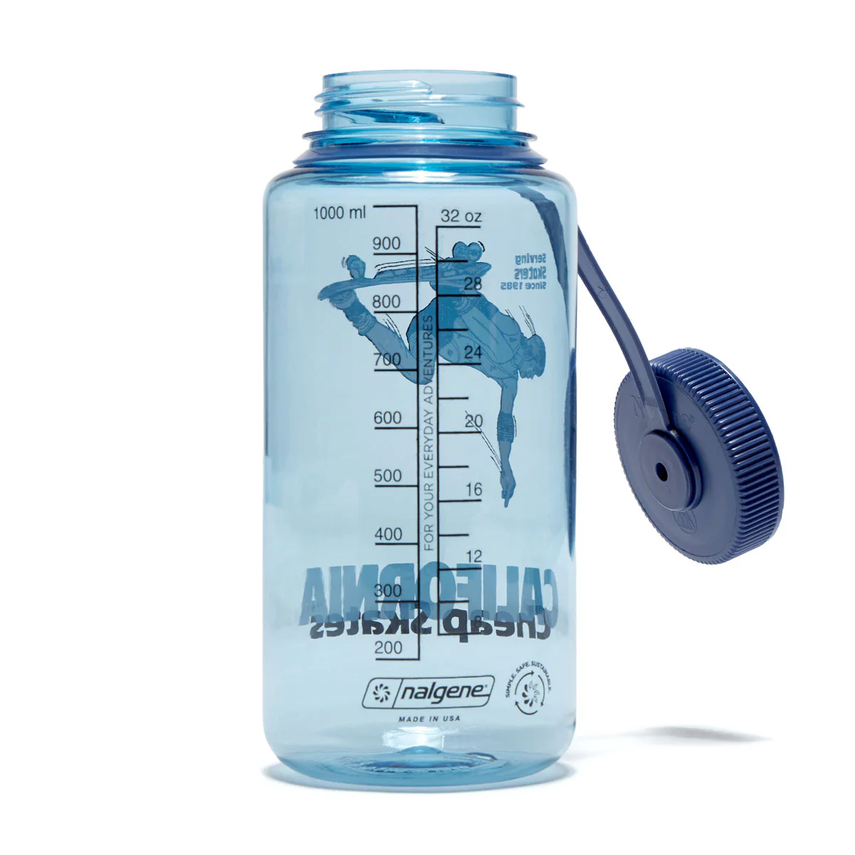 CCS June 1985 Wide Mouth Nalgene Water Bottle - Light Blue/Denim - 32oz - Image 2