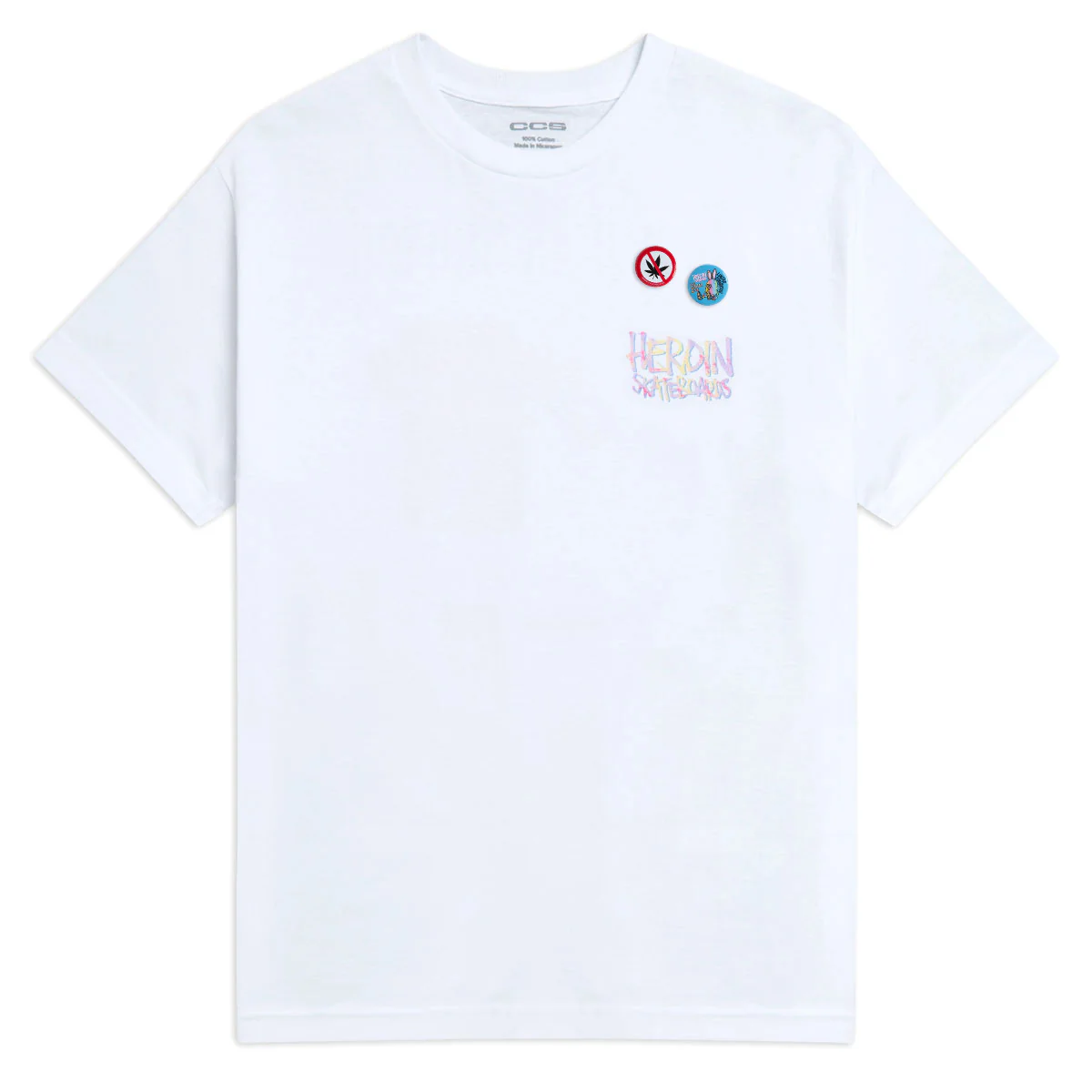 CCS Live x Heroin 420 Egg T-Shirt - White - Image 2