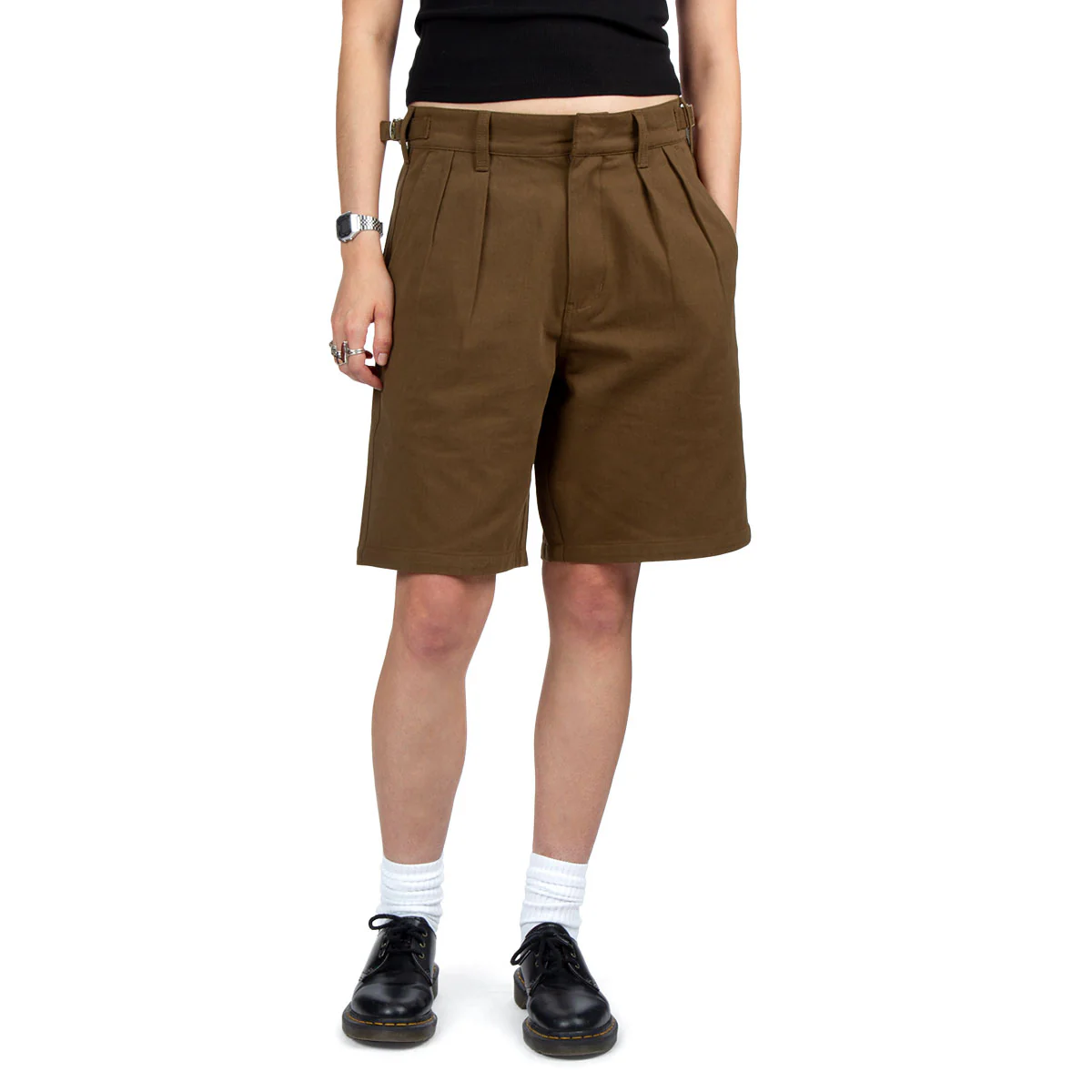 CCS Pleated Chino Shorts - Brown - Image 12