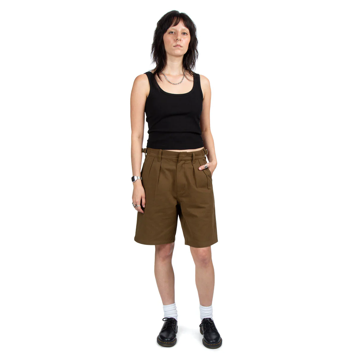CCS Pleated Chino Shorts - Brown - Image 5