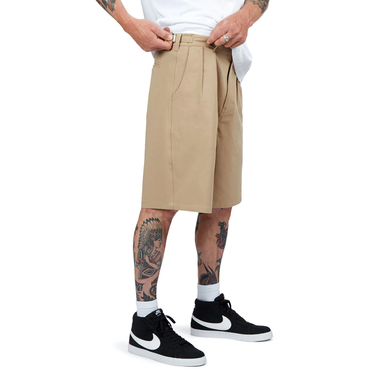 CCS Pleated Chino Shorts - Khaki - Image 11