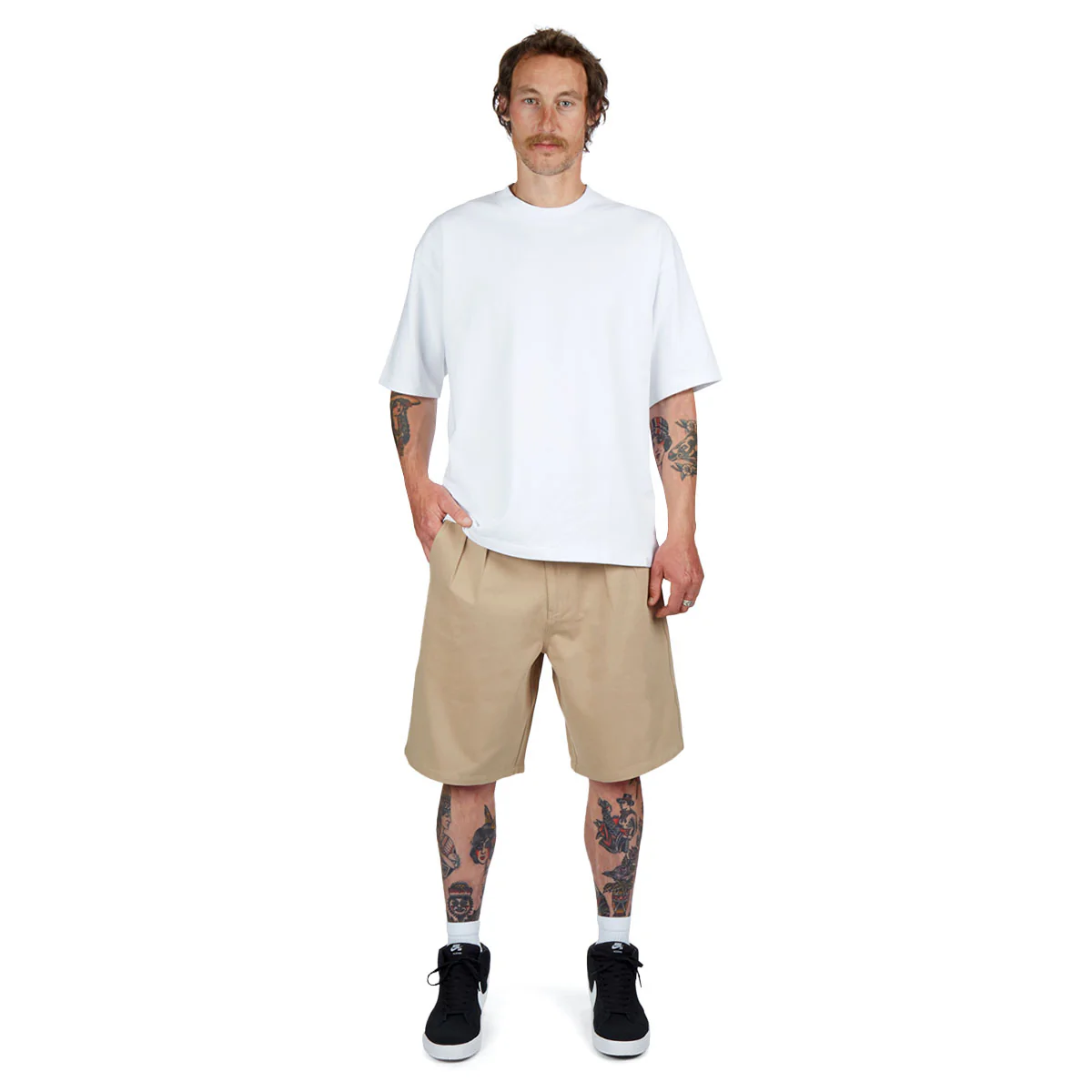 CCS Pleated Chino Shorts - Khaki - Image 4