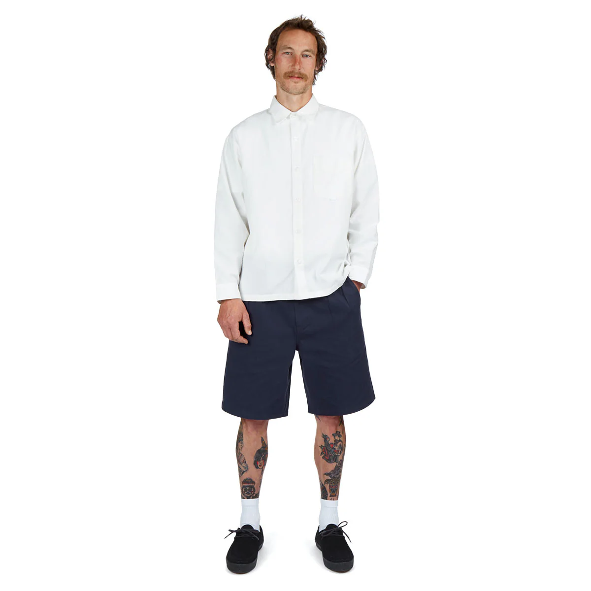 CCS Pleated Chino Shorts - Navy - Image 4