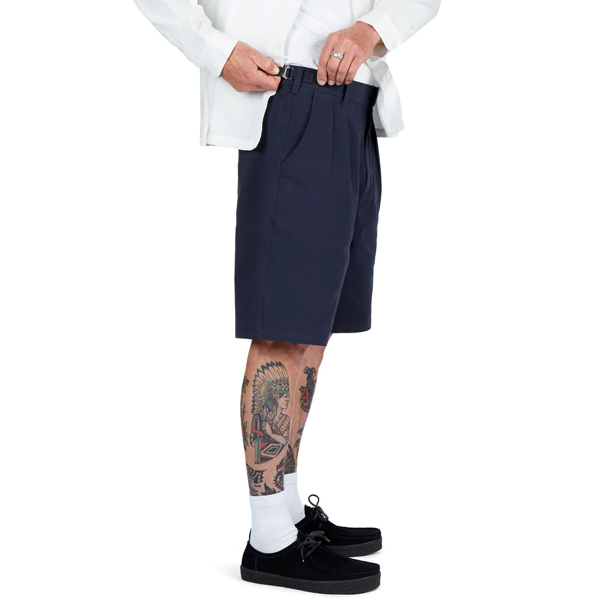 CCS Pleated Chino Shorts - Navy - Image 7