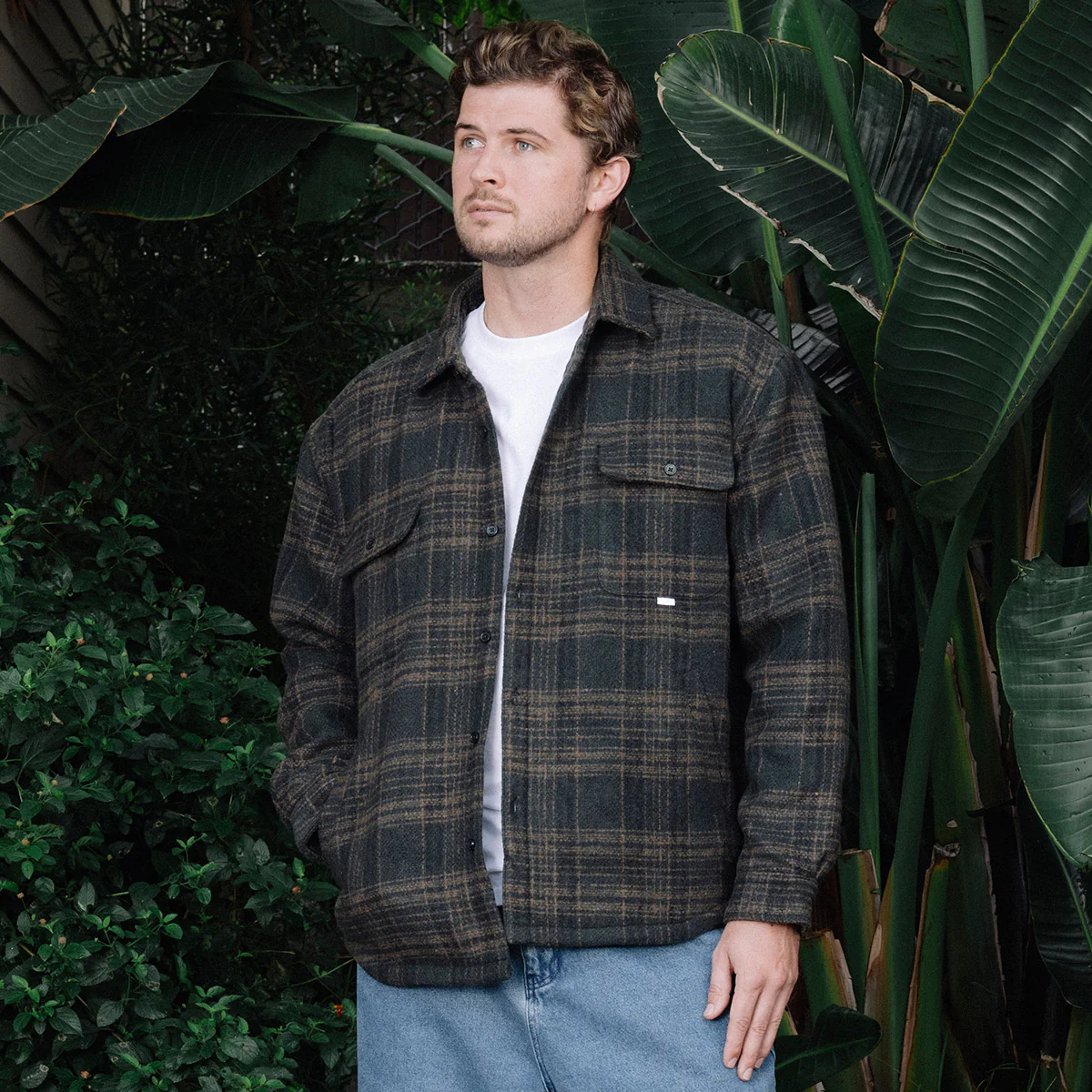 CCS Quilted Flannel Jacket - Green/Brown - Image 2