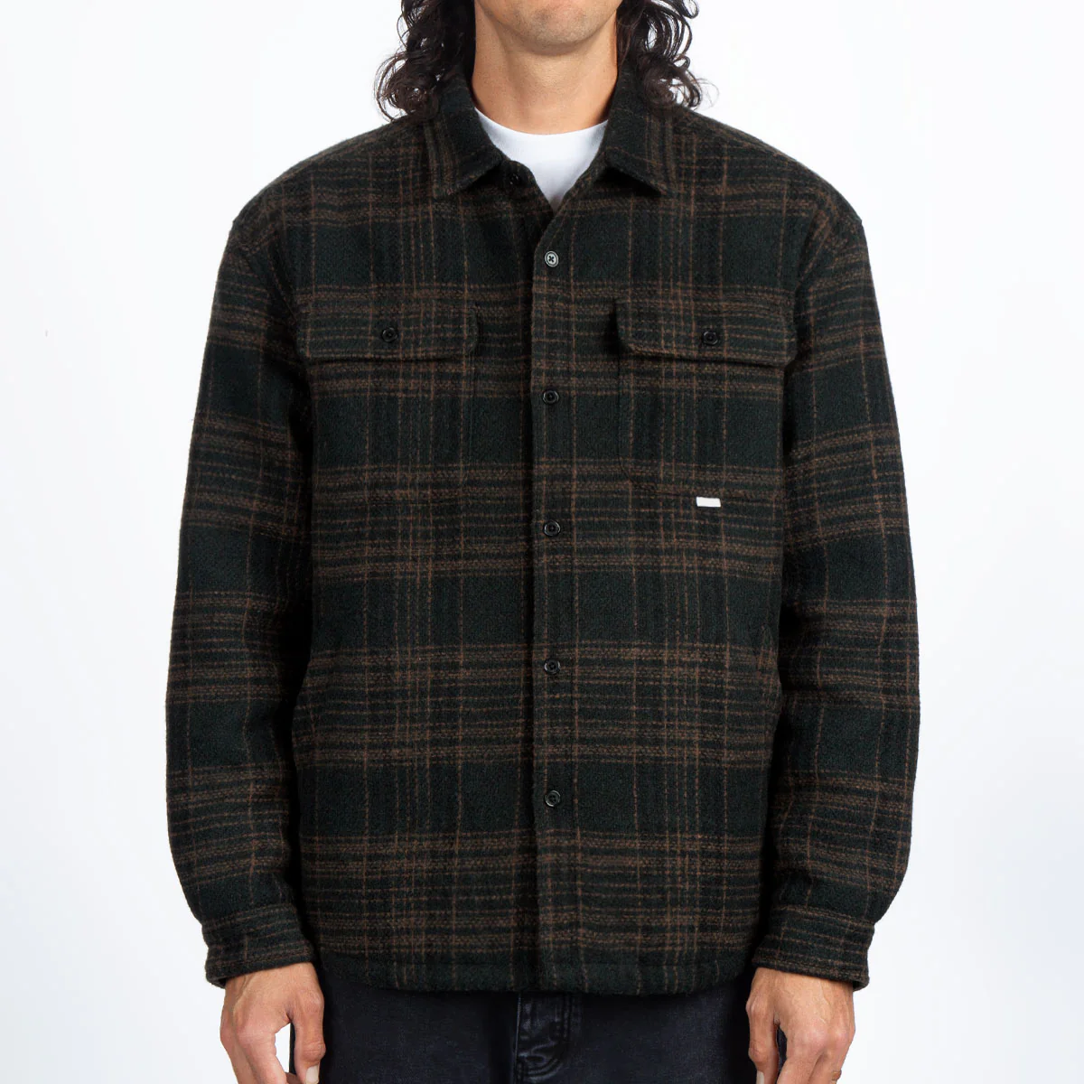 CCS Quilted Flannel Jacket - Green/Brown - Image 5