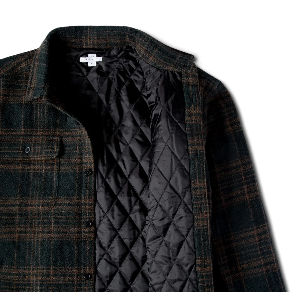 CCS Quilted Flannel Jacket - Green/Brown - Image 8