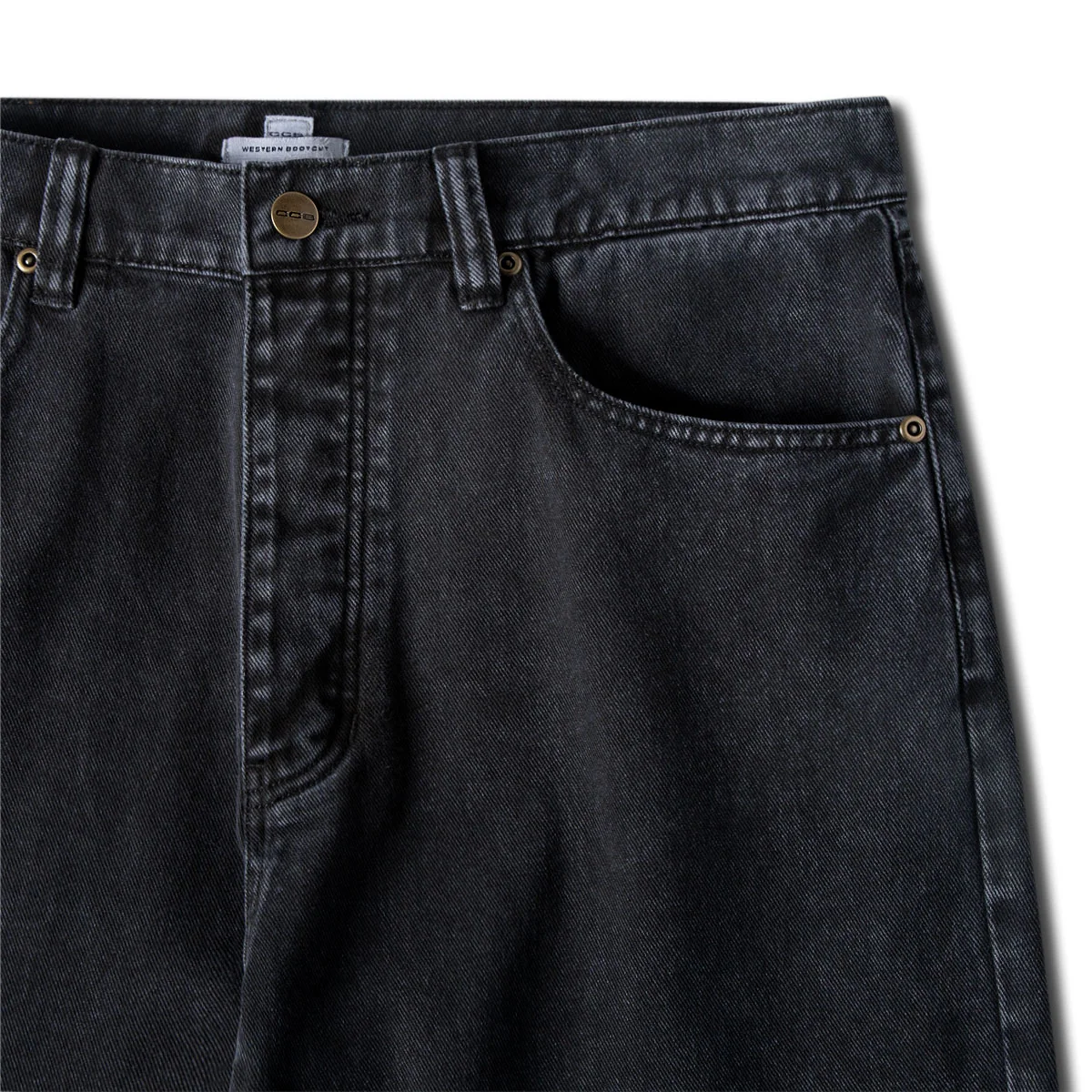 CCS Western Bootcut Denim Jeans - Acid Wash Black - Image 7