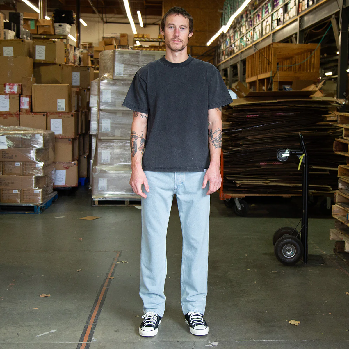 CCS Western Straight Denim Jeans - Bleach Wash - Image 2