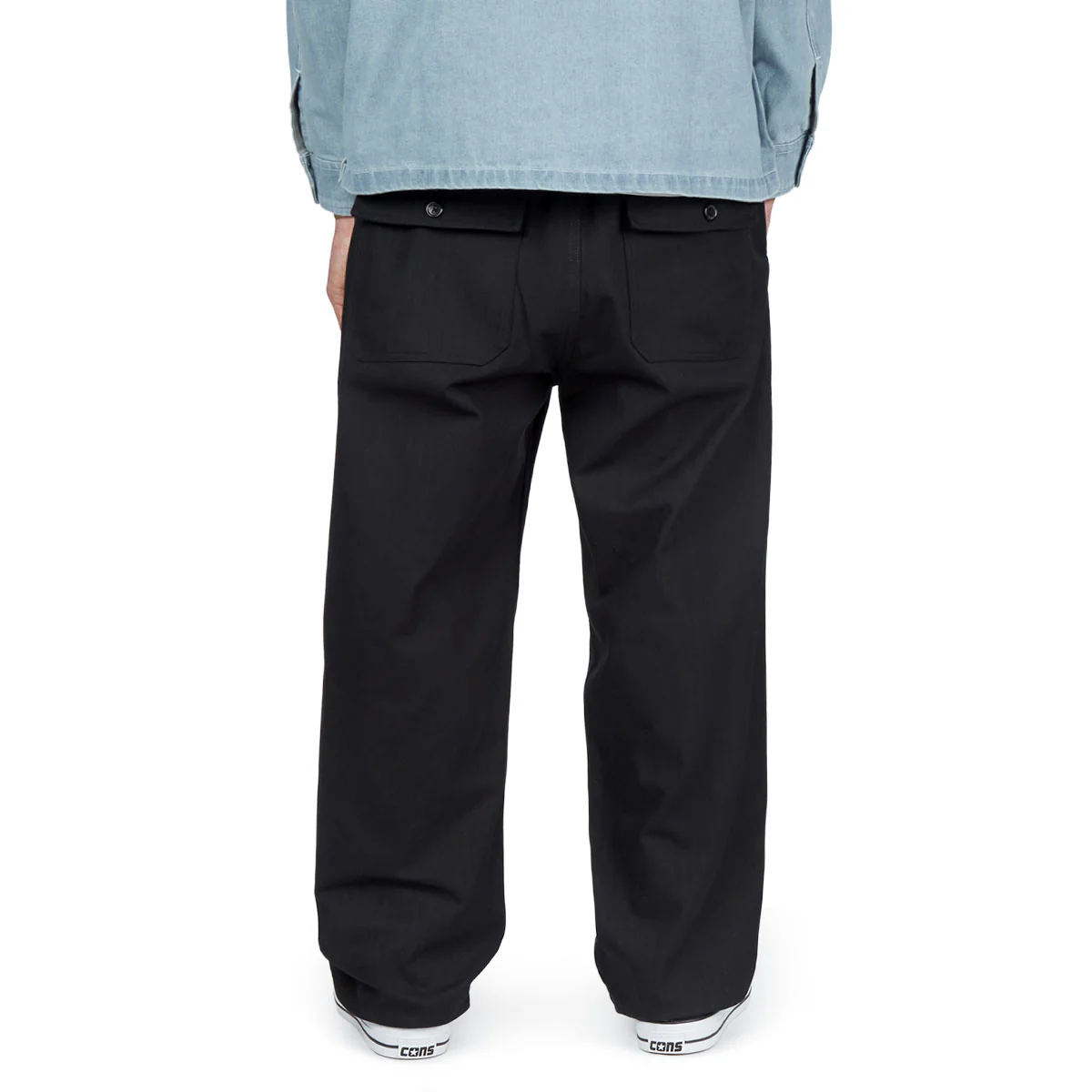 CCS Wide Leg Herringbone Pants - Black - Image 5