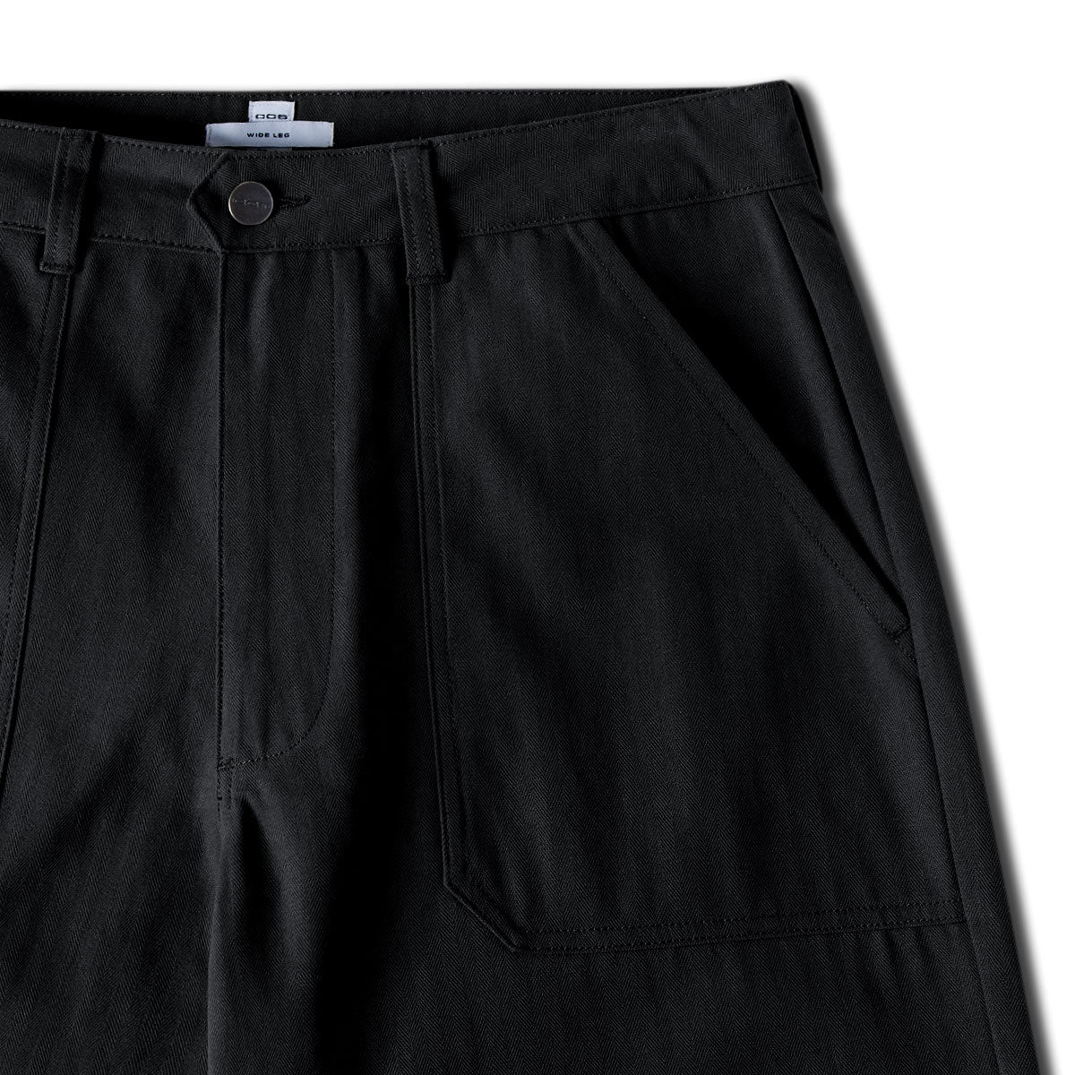 CCS Wide Leg Herringbone Pants - Black - Image 7