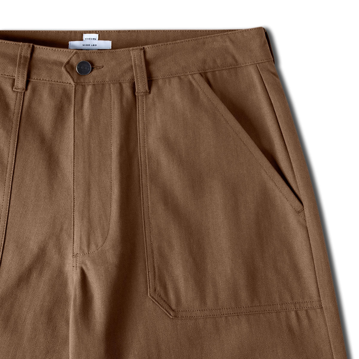 CCS Wide Leg Herringbone Pants - Brown - Image 7