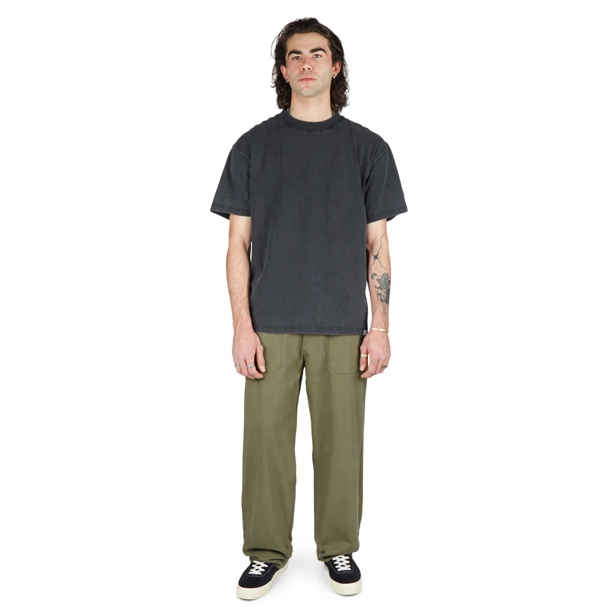 CCS Wide Leg Herringbone Pants - Olive - Image 3