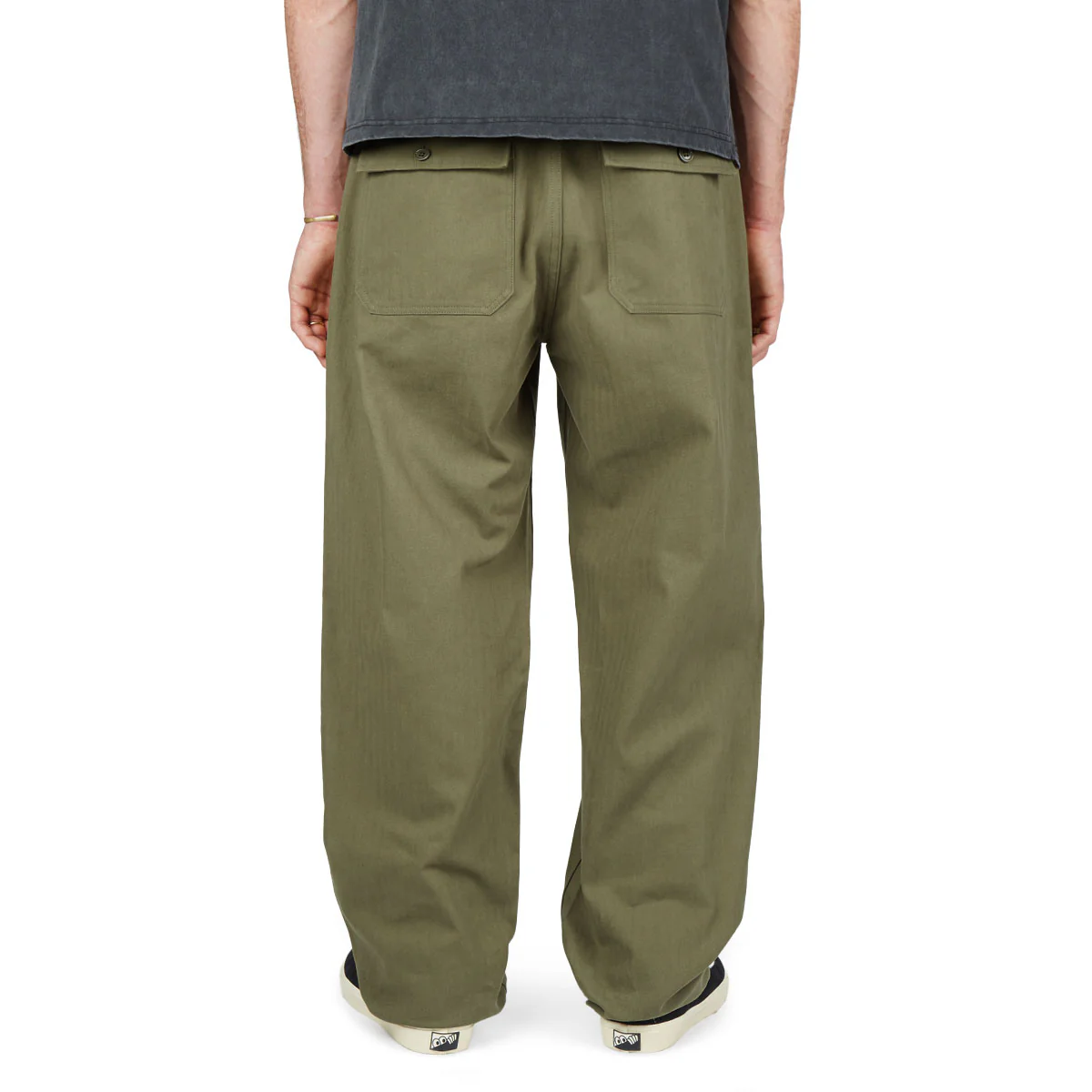 CCS Wide Leg Herringbone Pants - Olive - Image 5