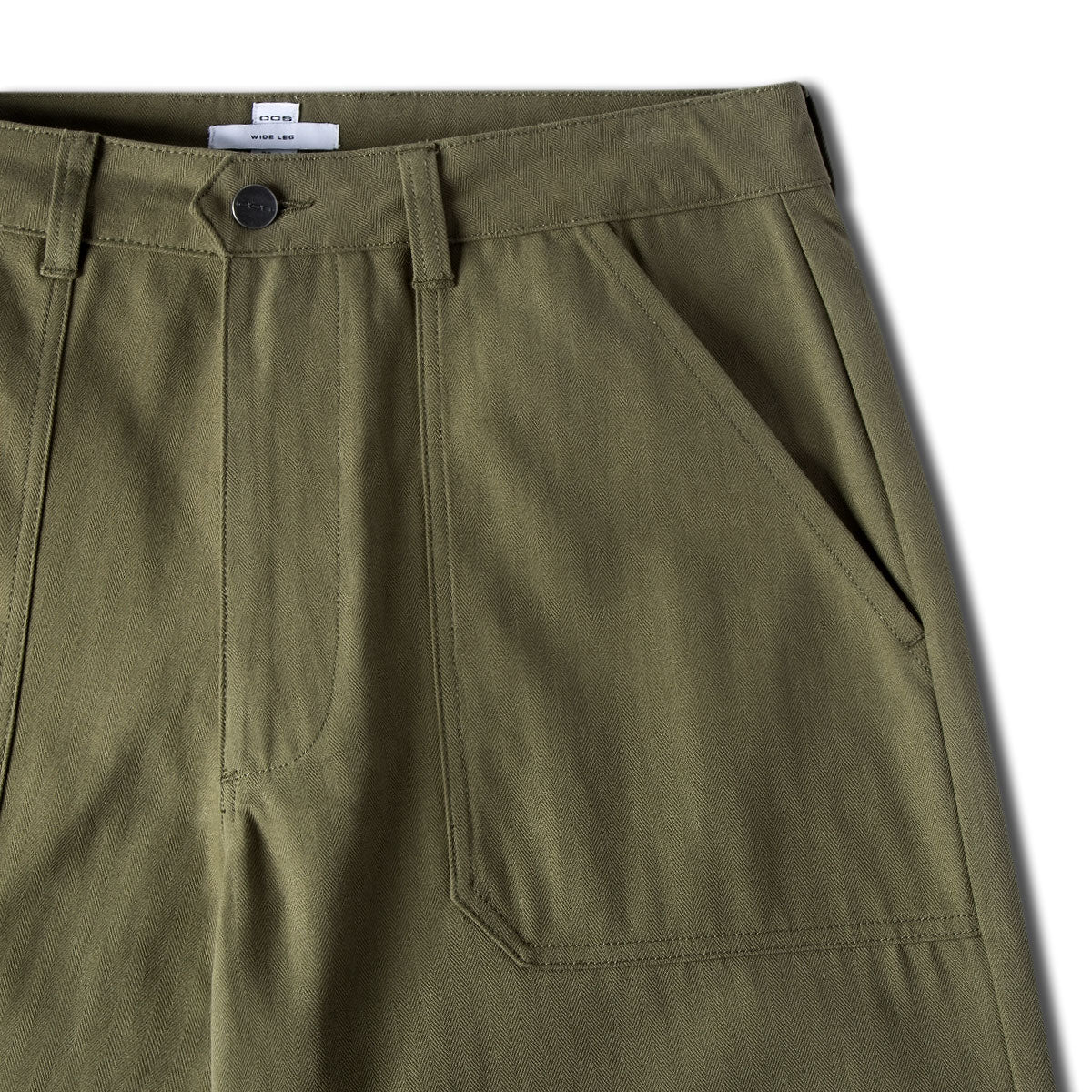 CCS Wide Leg Herringbone Pants - Olive - Image 7