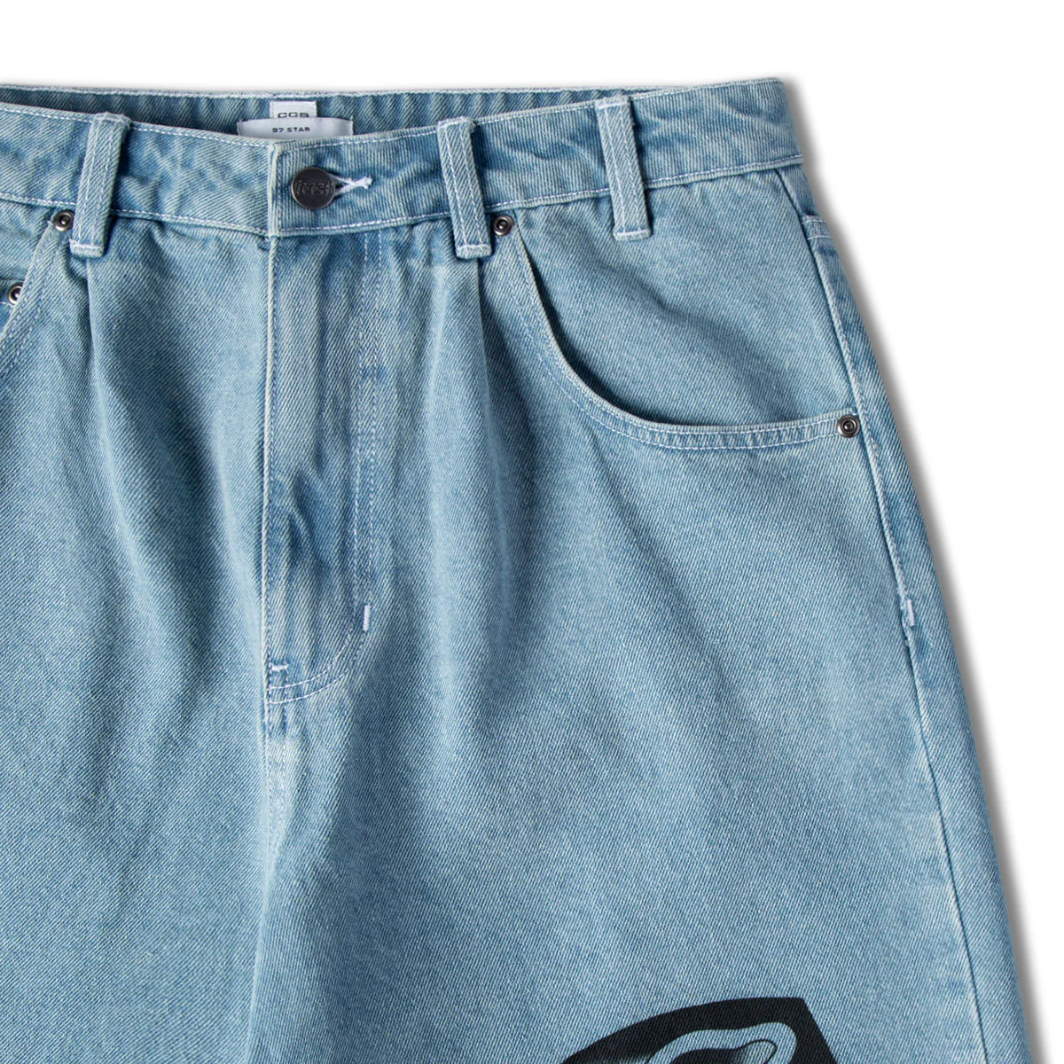 CCS x Tyler Quigley Big Cats 97 Star Denim Shorts - Rinsed Blue - Image 5