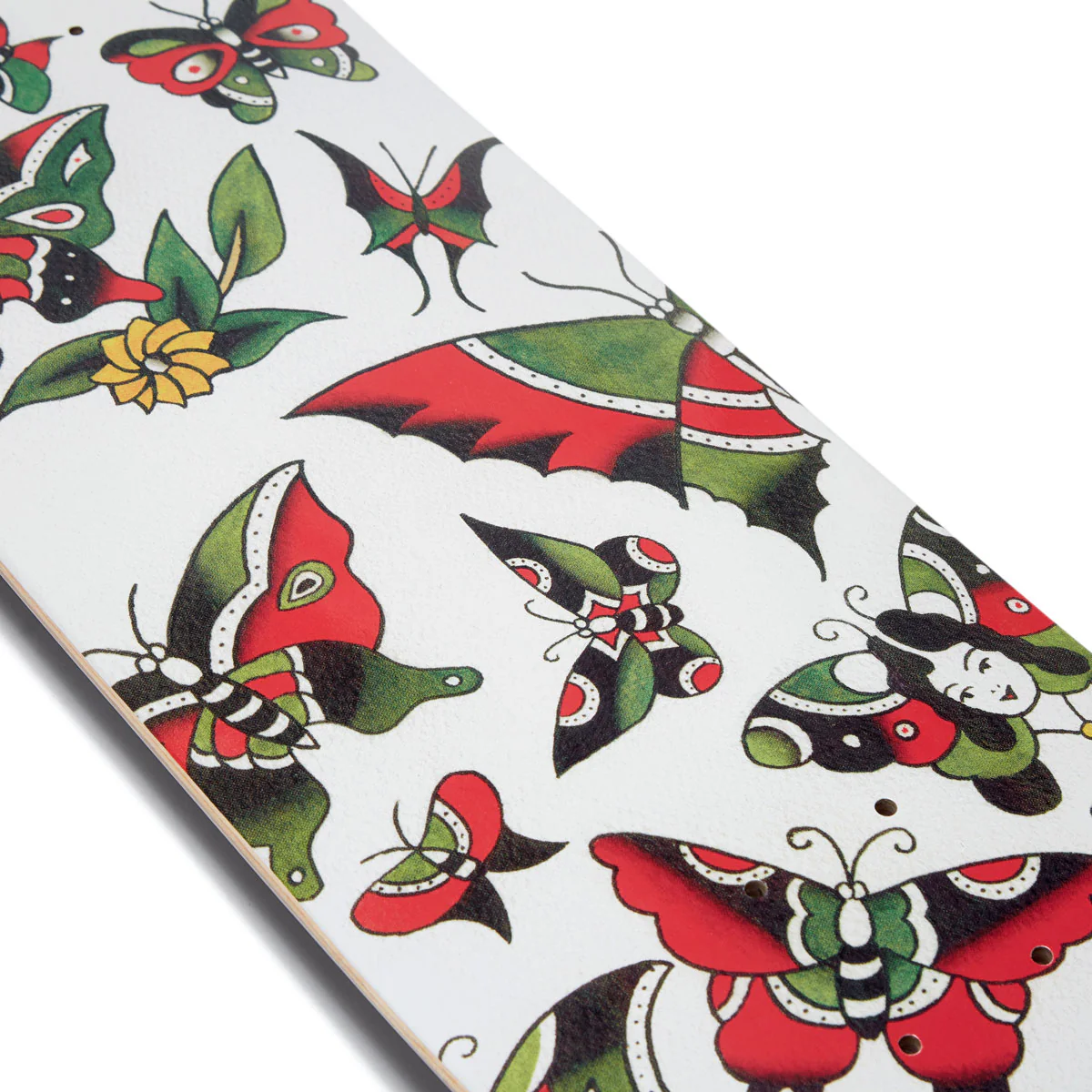 CCS x Tyler Quigley Flash Butterflies Skateboard Deck - White - Image 3