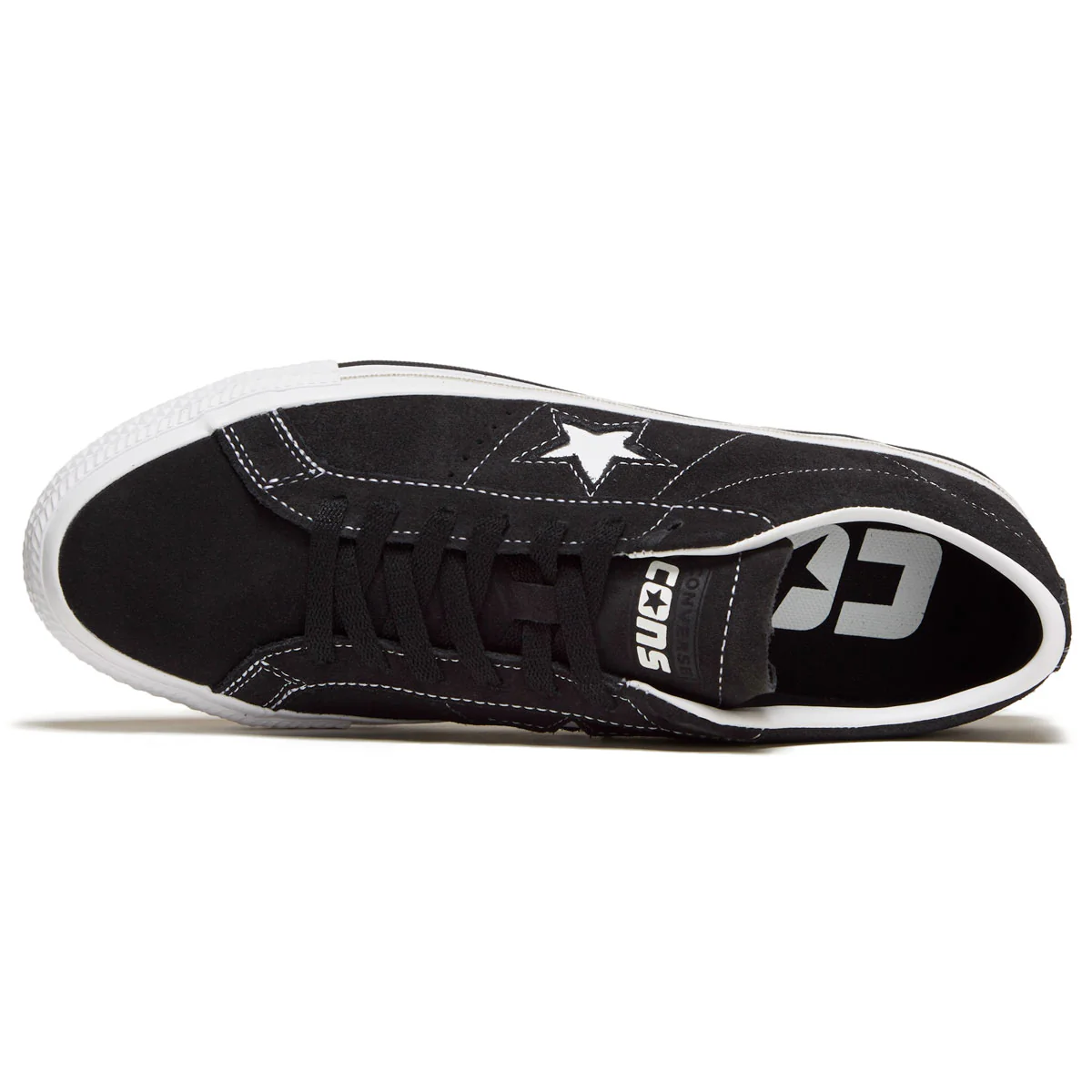 Converse One Star Pro Ox Shoes - Black/Black/White - Image 3