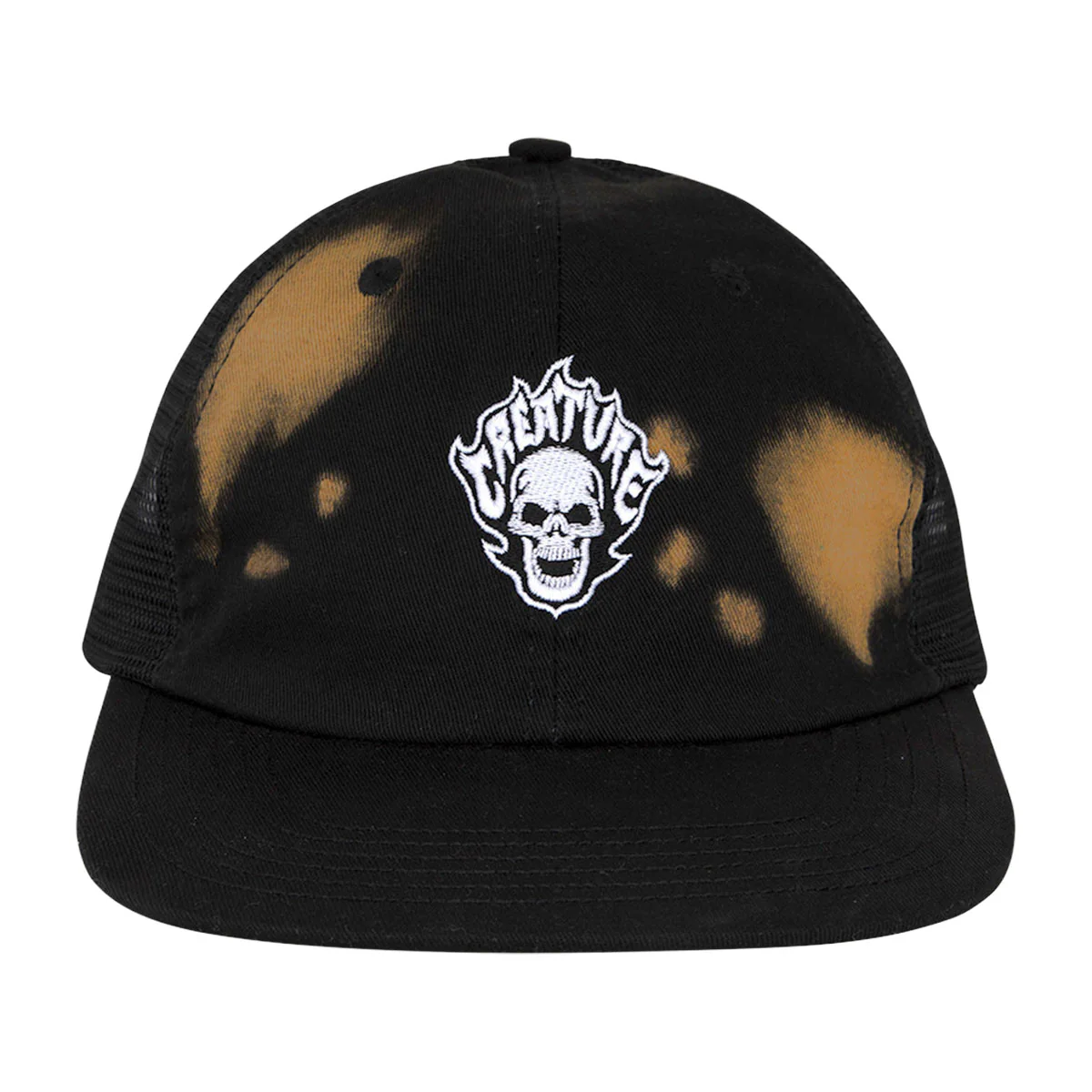 Creature Bonehead Flame Wash Mesh Trucker Hat - Greasy Black - Image 3
