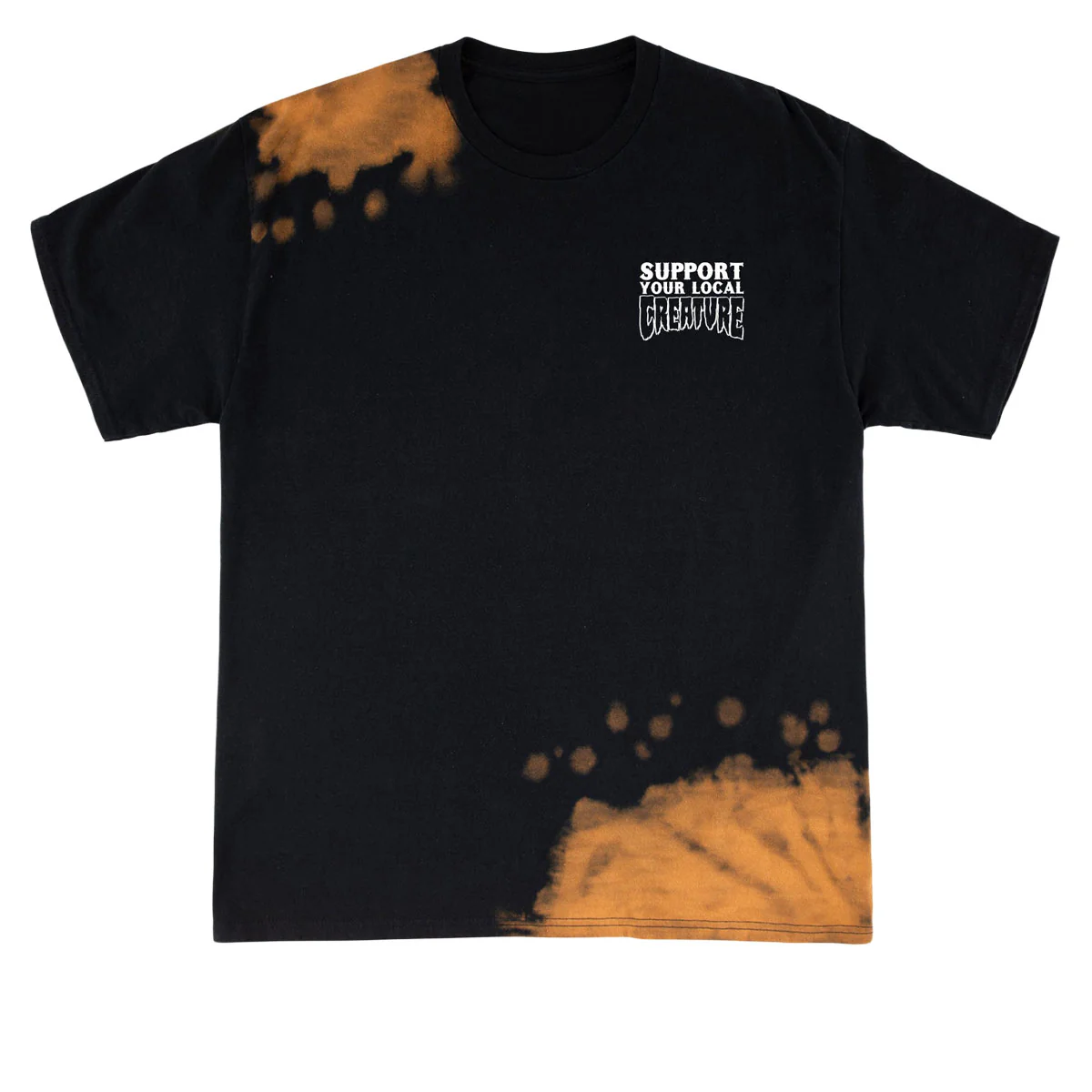 Creature Bonehead Flame Wash T-Shirt - Greasy Black - Image 2