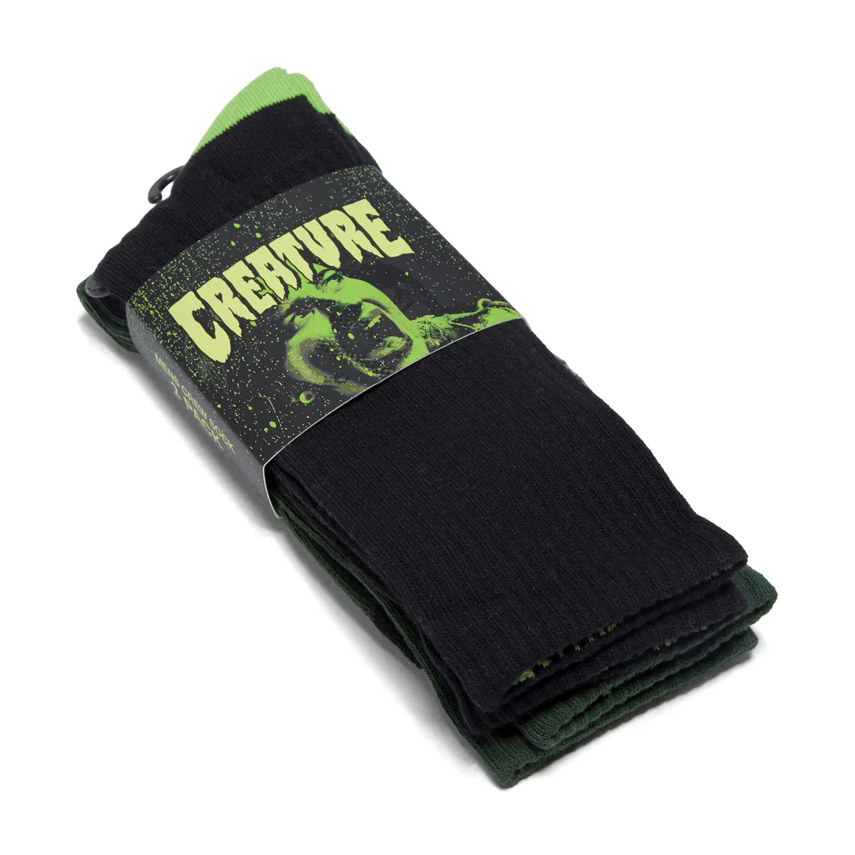 Creature Logo 2 Pack Of Socks - Black/Green - Image 2