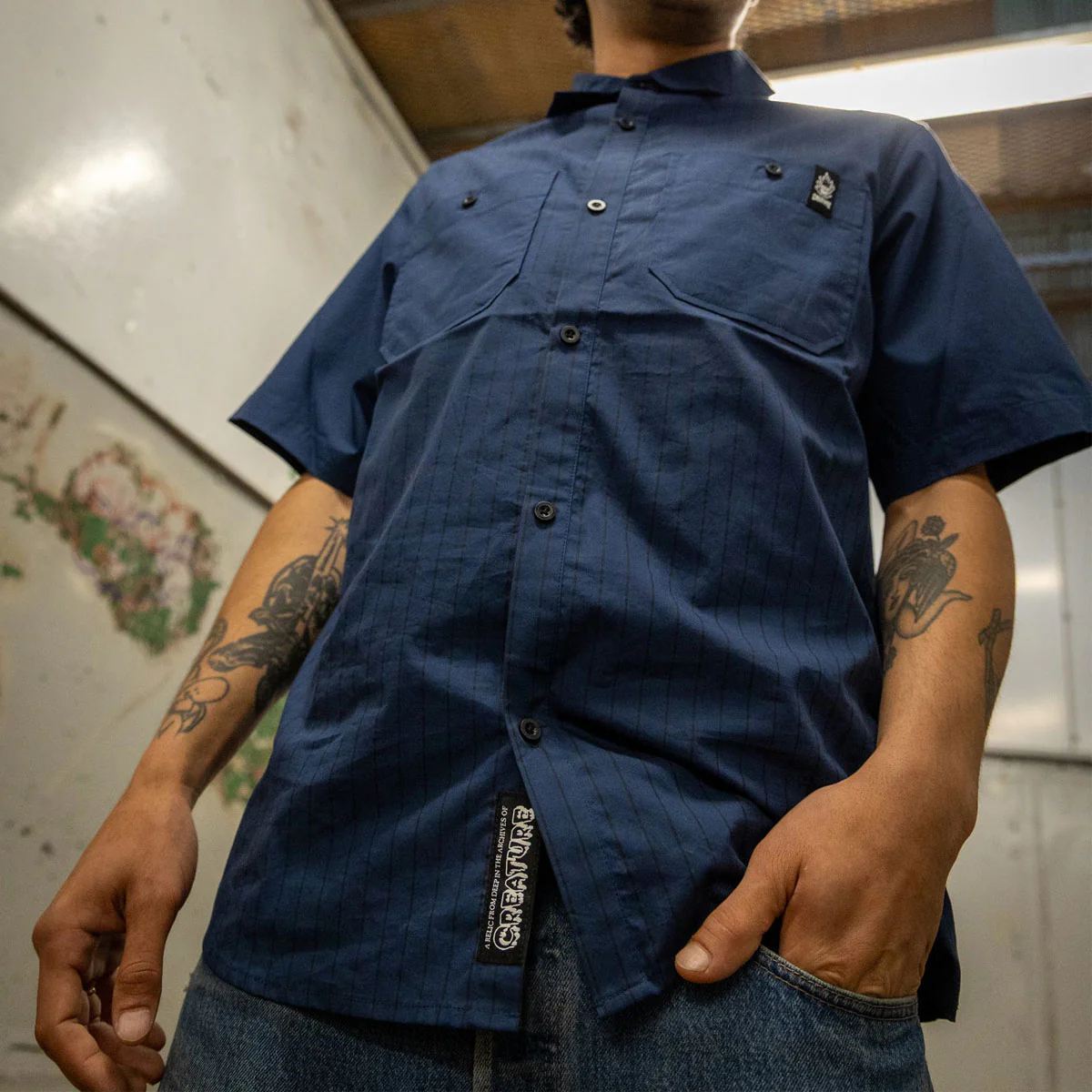 Creature Web 2 Relic Work Shirt - Navy - Image 6