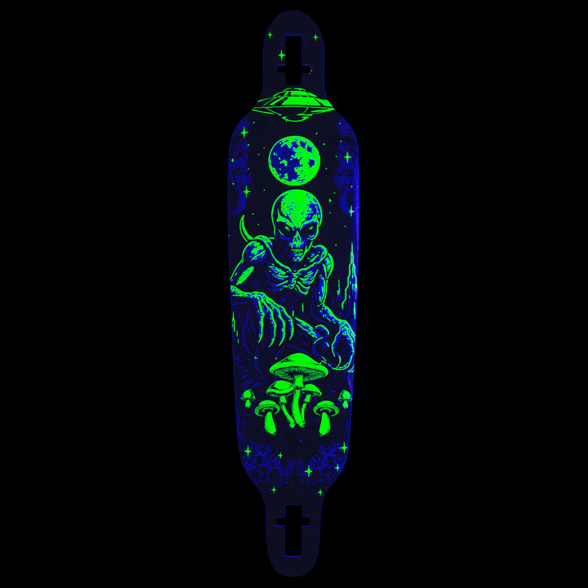 Daddies Mall Poster Blacklight Drop Thru Longboard Complete - Black/Glow - Image 2